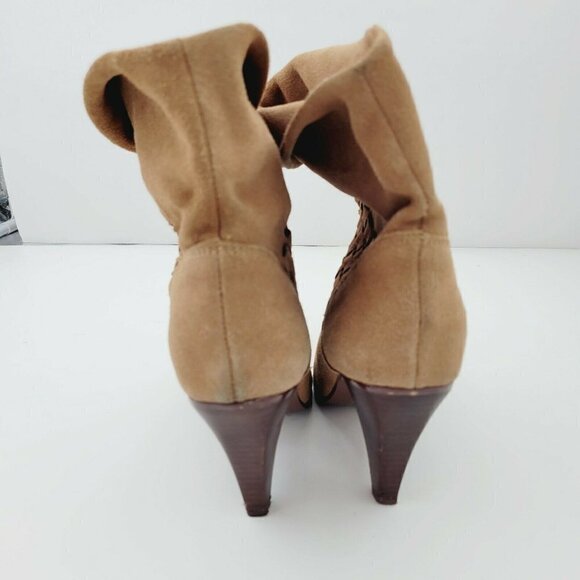 Farylrobin Ankle Boots Womens Size 7.5 Brown Suede Booties Weaved Anthropoligie - Picture 4 of 10